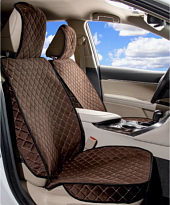  RED Комплект накидок сиденья велюр ПЕРЕД ромб коричневый/белая строчка RCNV11